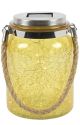 Solar Glass Jar Yellow Crackle